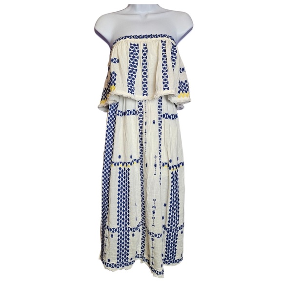 Free People Wild Romance Embroidered Strapless Dress White Size S - Picture 2 of 4